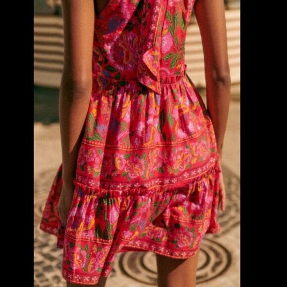 NWT Sezane X Farm Rio Gabriela Halter Neck Dress Macaw Flowers Size 8 - Picture 5 of 17